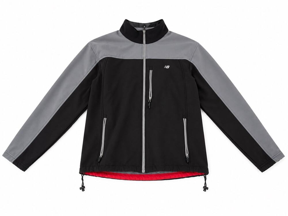 New Balance Men’s Softshell Jacket Size Large Black Gray Full Zip Fleece Lined